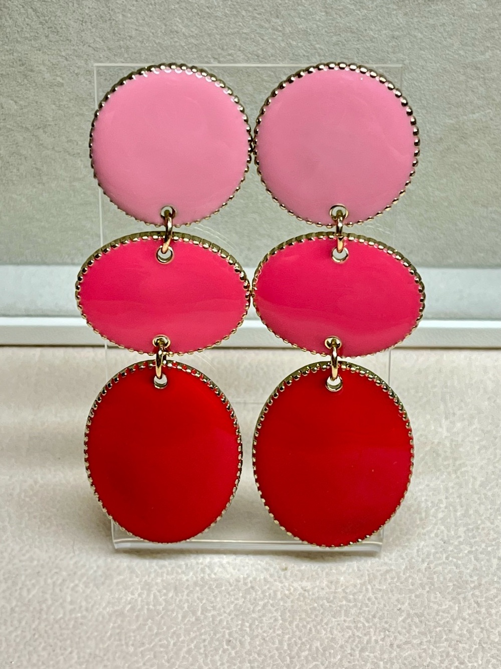 SUGARFIX by BaubleBar Pink Red Ombre Drop Dangle Earrings Gold Tone